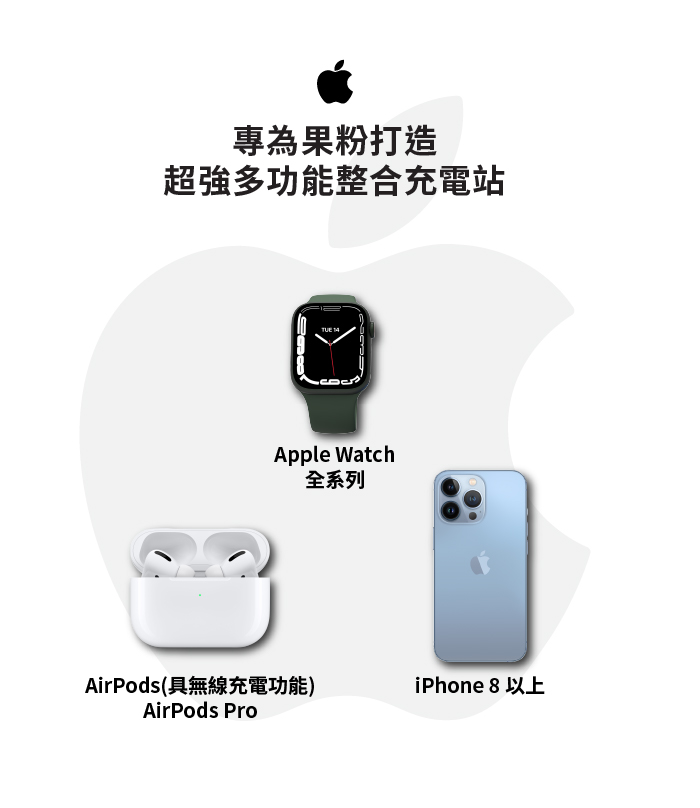 ADAM|OMNIA Q3 三合一無線充電座(含USB-C 24W PD快速充電器)