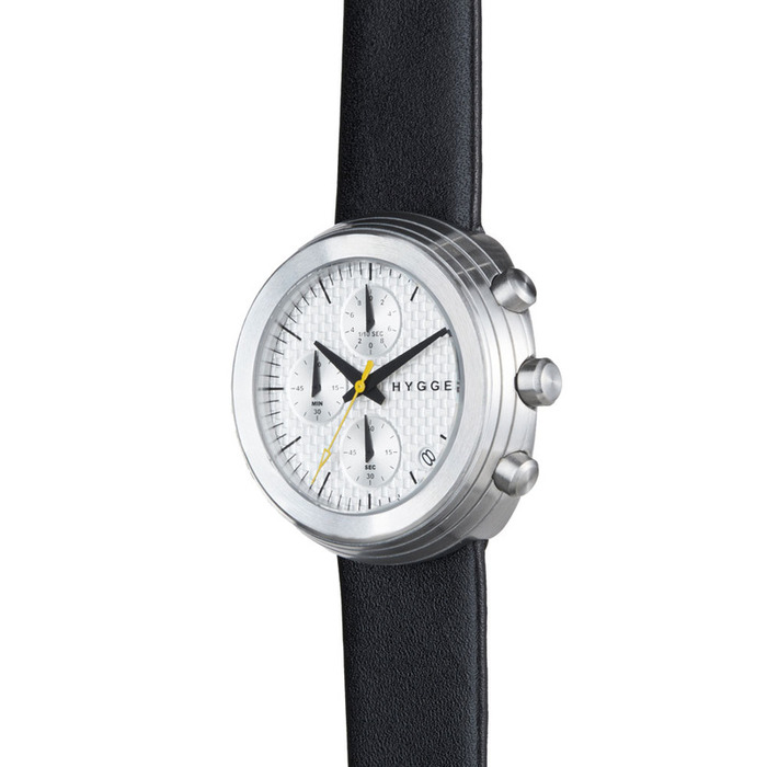 HYGGE|軍風率性腕錶 (不銹鋼銀/黑皮帶、41mm)