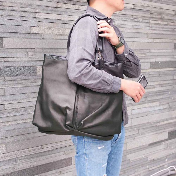 LESS DESIGN|日系都會 熟男率性馬皮托特包