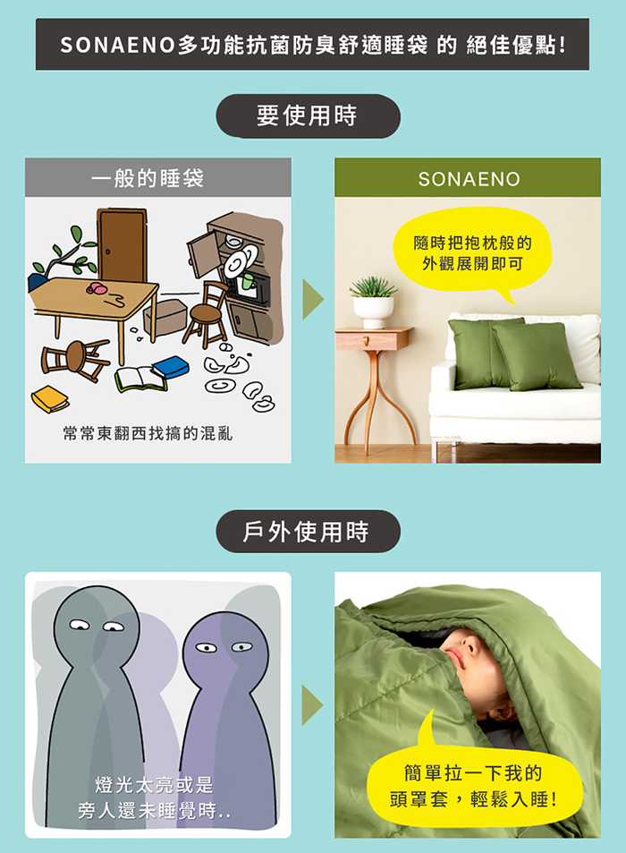 【集購】PROIDEA|SONAENO 多功能抗菌防臭舒適睡袋