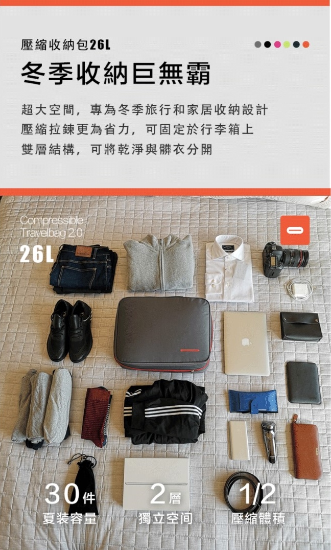 【集購】BeeNesting|旅行收納壓縮包2.0 四件組 (四色可選)