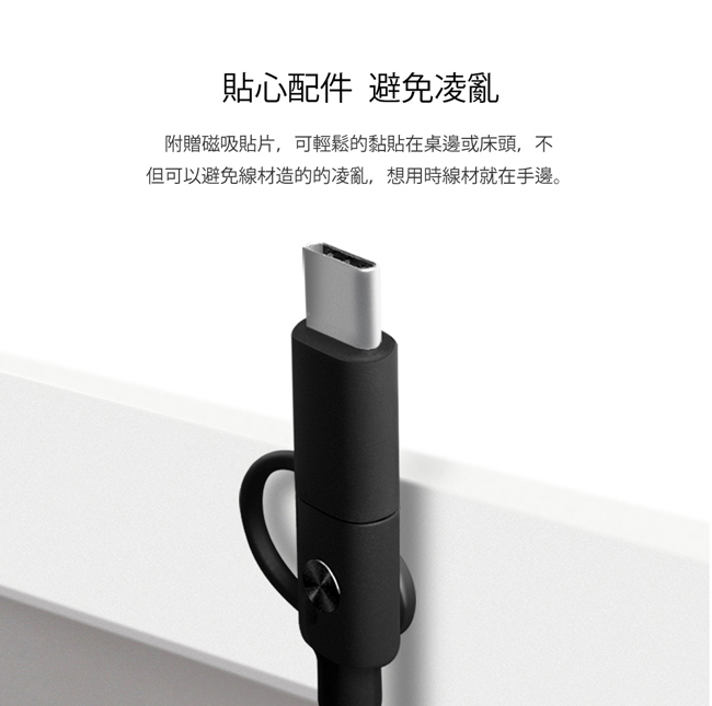ZMI 紫米|AL403 Micro轉Type-C 二合一編織數據線 黑色 (100cm)