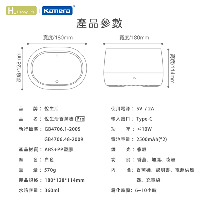 Kamera|小米有品 Happy Life 悅生活香薰機 Pro 白色 (HLEOD2)