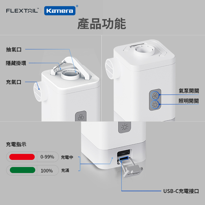 Kamera|Max Pump 2 Plus 最新旗艦款迷你電動兩用充抽氣機-白色