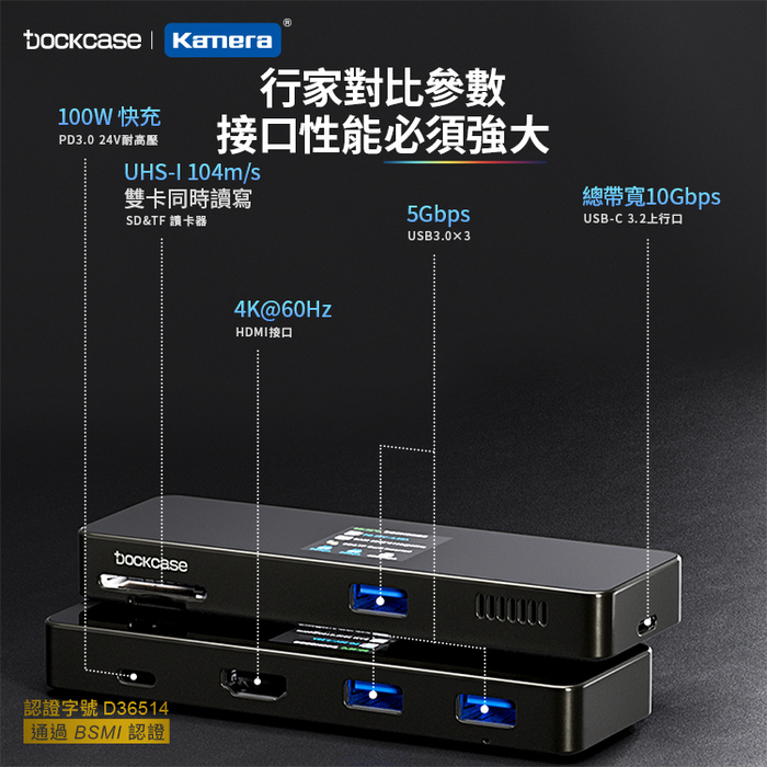 Dockcase|DPR71S 7合1 可視化集線器/轉接器