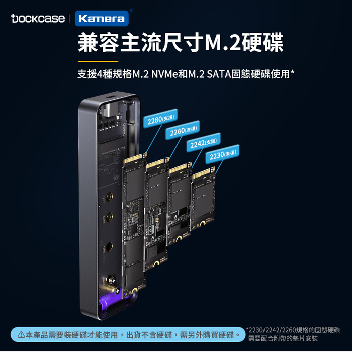 Dockcase|DSWC1P-10 M.2 NVMe SSD 可視化智能硬碟盒