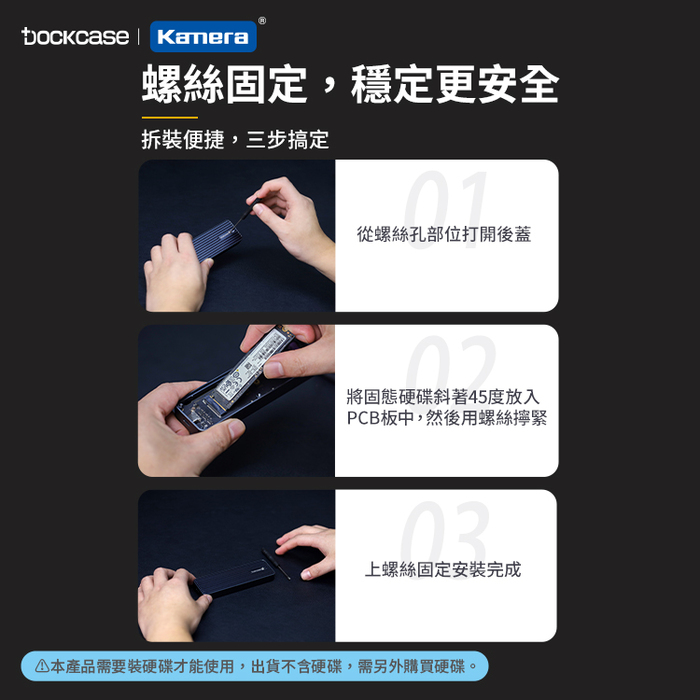 Dockcase|DSWC1P-10 M.2 NVMe SSD 可視化智能硬碟盒