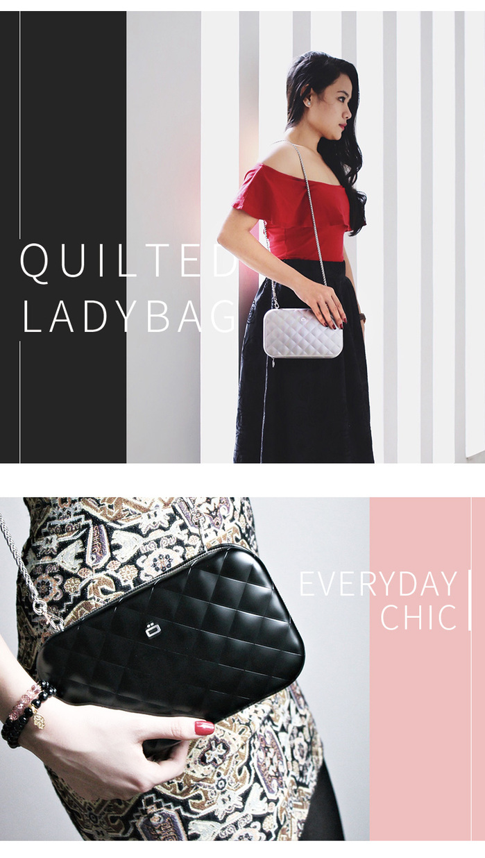 (複製)ÖGON|Quilted Button RFID安全防盜菱格紋卡匣(金色)