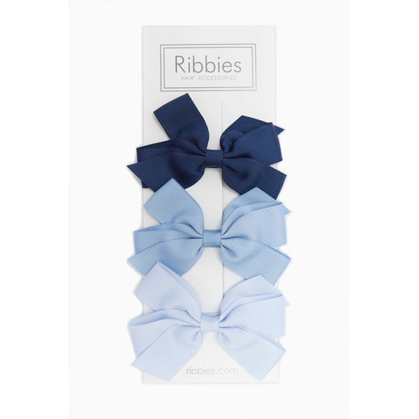 Ribbies|經典中蝴蝶結3入組-藍色系列