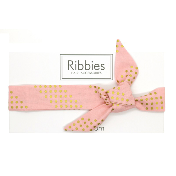 (複製)Ribbies|兒童蝴蝶結髮帶-珊瑚紅金點點