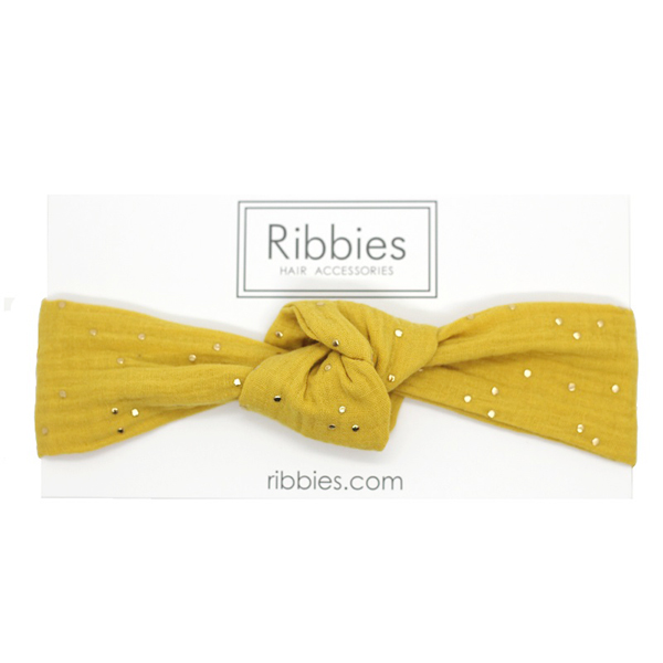 (複製)Ribbies|兒童寬版扭結髮帶-薄荷綠金點點