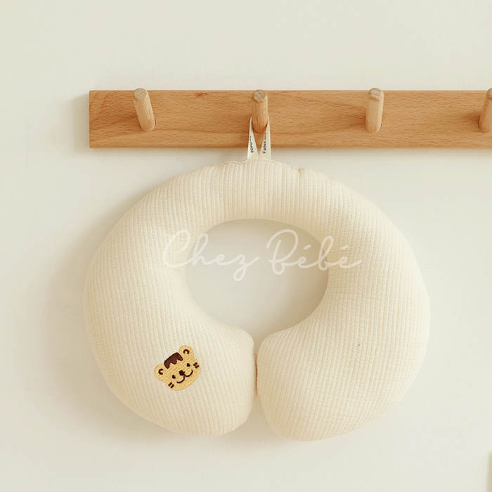 韓國Chezbebe|奶黃小虎刺繡純棉頸枕