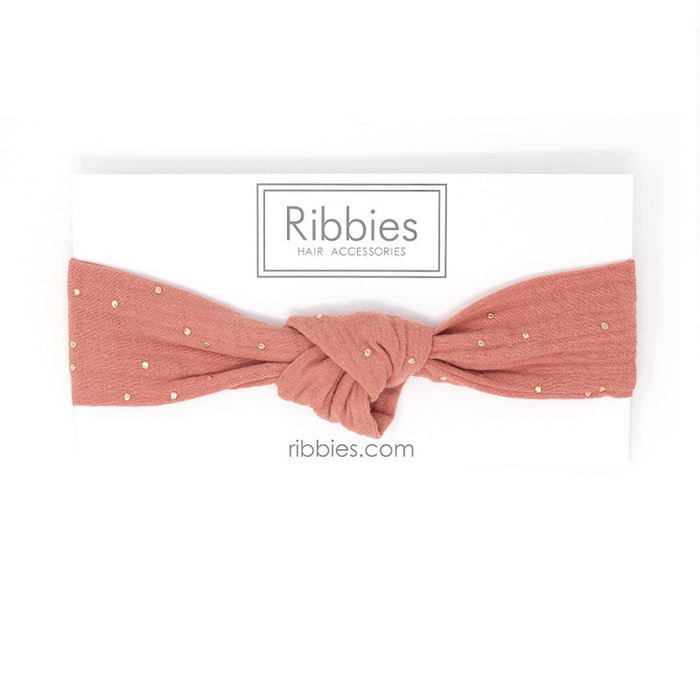 (複製)Ribbies|兒童寬版扭結髮帶-珊瑚紅銀點點