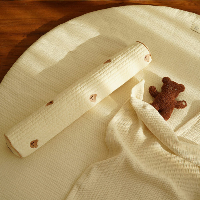 (複製)韓國Chezbebe|粉紅小兔刺繡純棉圓筒抱枕