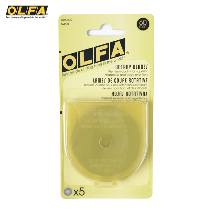 日本OLFA|滾輪式圓形替刃60mm圓型刀片 (5片入;高碳鋼;RB60-5)