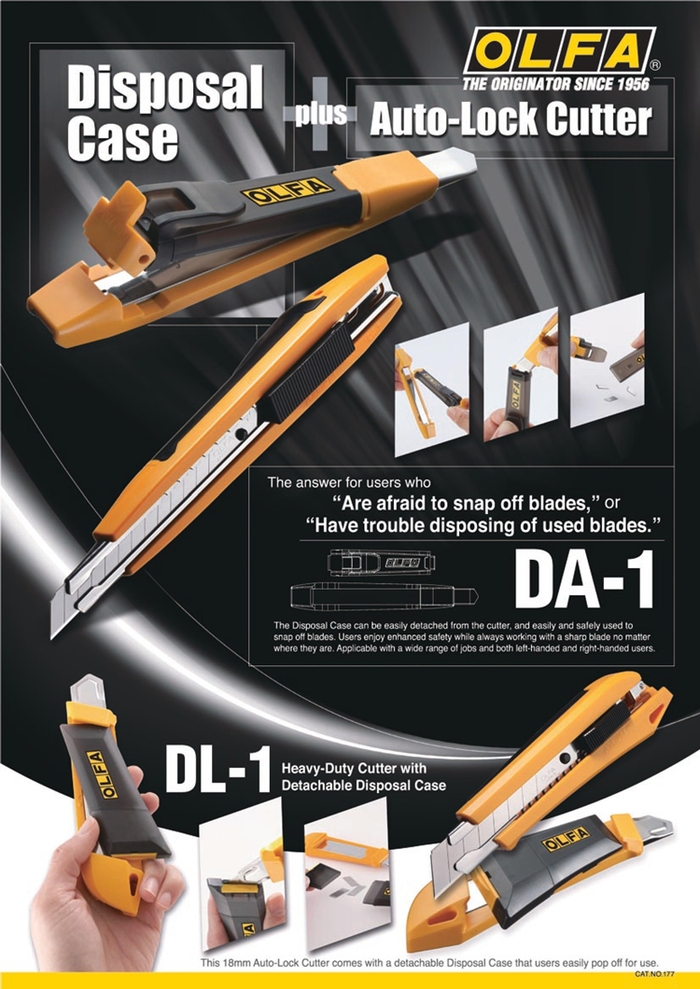 日本OLFA|優良設計獎標準型美工刀含折刃收納盒 (自動鎖定刀片9mm;DA-1)