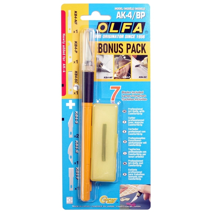 日本OLFA|手感佳細工筆刀組雕刻刀 (附6種刀片替刃;AK-4/BP)
