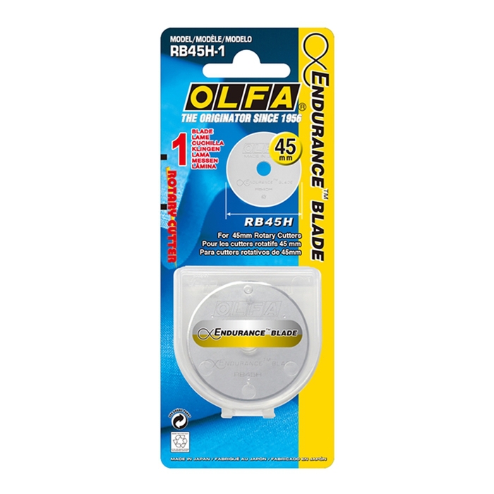 日本OLFA|拼布刀用圓形刀片 (耐久型鎢鋼刀片;45mm圓型替刃;1入;RB45H-1)