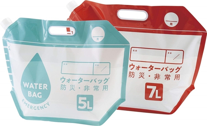 日本COGIT|緊急難儲水袋防災手提水袋 (2入即5L、7L各一且可摺疊;907340)