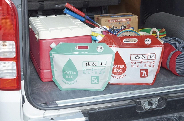 日本COGIT|緊急難儲水袋防災手提水袋 (2入即5L、7L各一且可摺疊;907340)