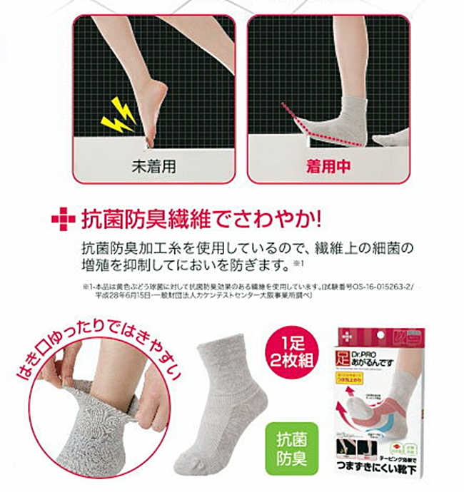 日本NEEDS|Dr.Pro抗菌防臭腳掌向上襪步行襪 ( #77257 )