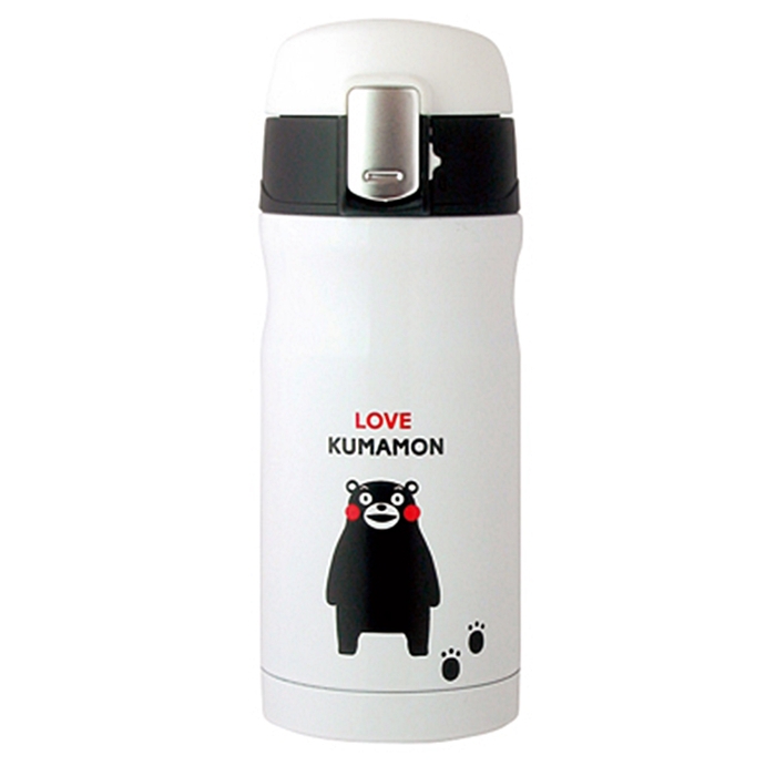 日本KUMAMON|熊本熊彈跳按鈕鎖不鏽鋼真空斷熱保溫瓶 ( 330ml ; K12920 )