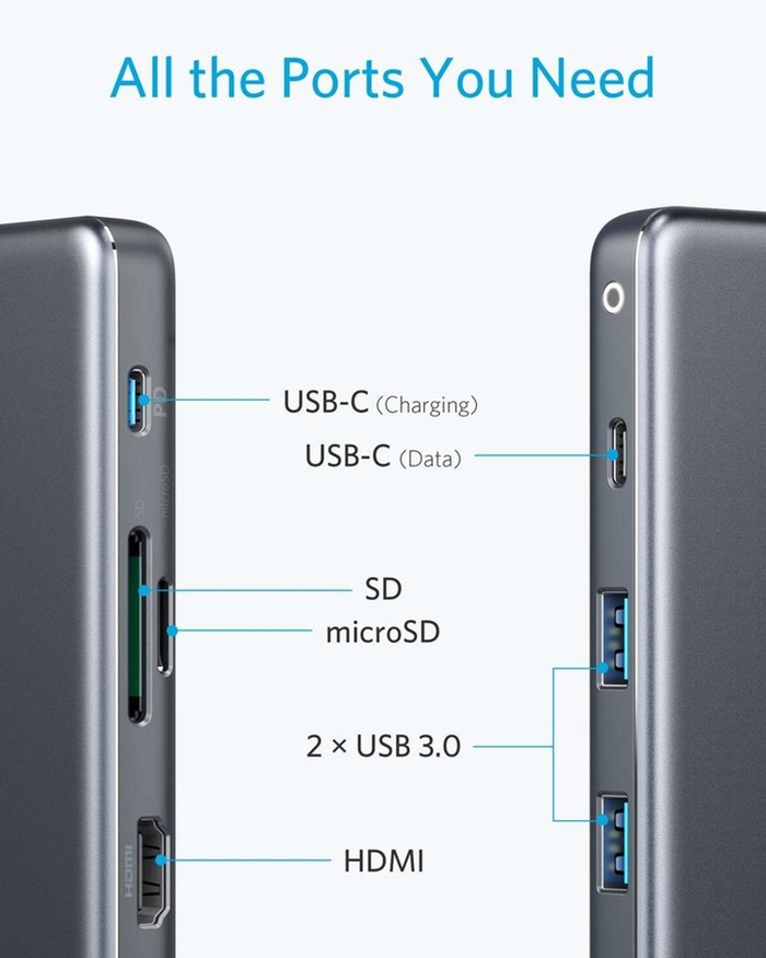 美國Anker|七合一影像傳輸充電集線器 ( A83460A2 )