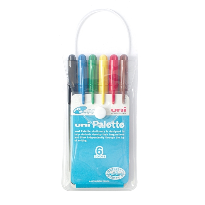 日本UNI|食用染料簽字筆Palette水性彩色筆6色組 (PW-503 6C PLT)