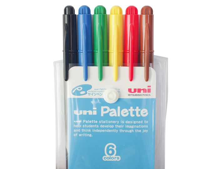 日本UNI|食用染料簽字筆Palette水性彩色筆6色組 (PW-503 6C PLT)