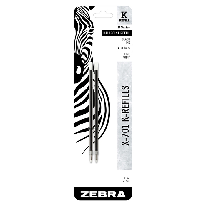 日本ZEBRA|斑馬X-701筆芯2入組 ( 黑色油性,0.7 mm筆芯;K-REFILL )