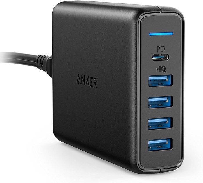 美國Anker|PowerPort PD+IQ 60W 5埠USB充電器 ( A205651x )