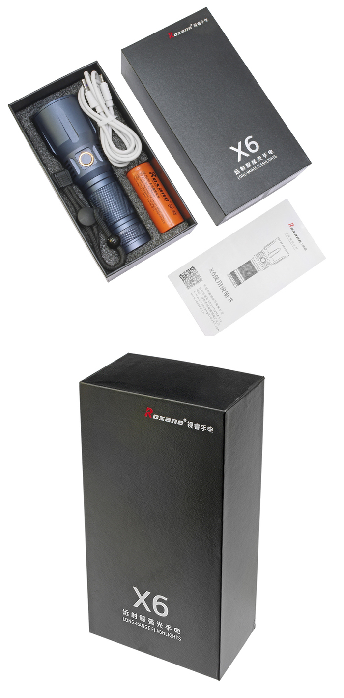 Roxane視睿|XPL HI防水強光手電筒(USB-C充電;射程495米遠射;1200流明;X6)