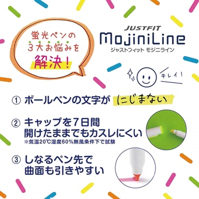 日本ZEBRA|JUSTFIT MojiniLine 5色螢光筆組 ( 5入;水性;線寬3.5-4mm; WKS22-5C )