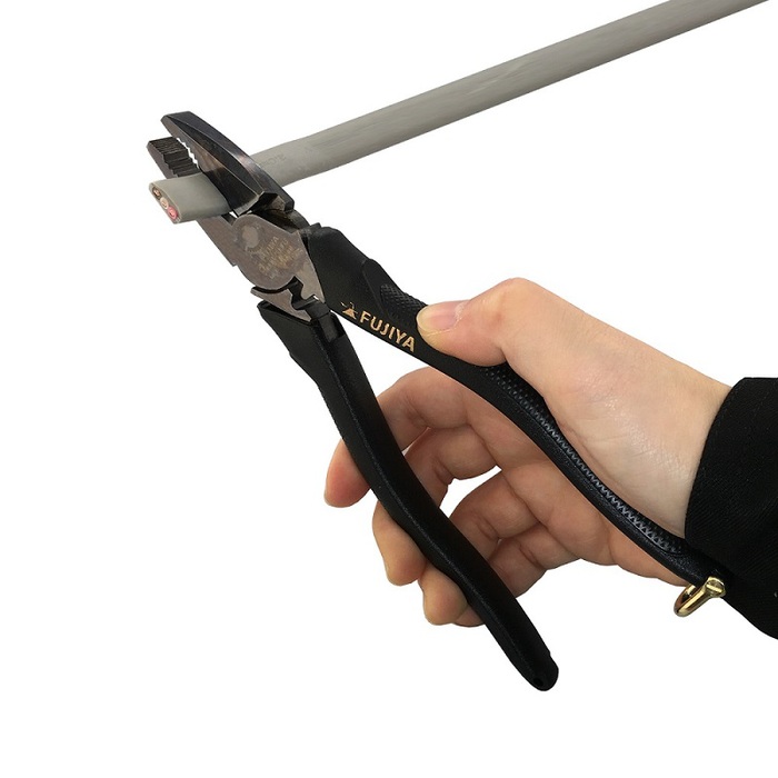 fujiya日本富士箭|黑金系列-偏芯强力胶柄钢丝钳225mm