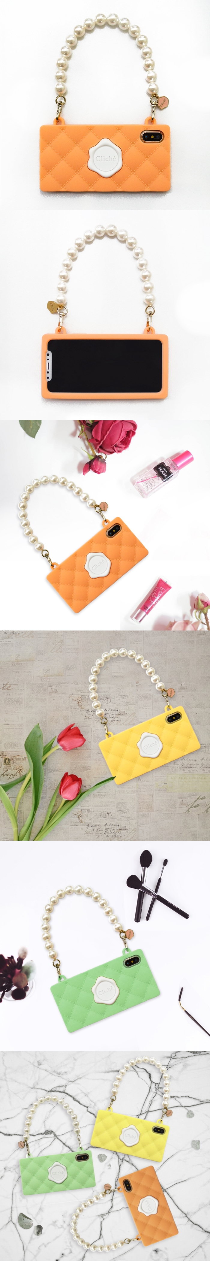 (複製)Candies|珍珠鍊 Cliche晚宴包(黃)-IPhone X/XS