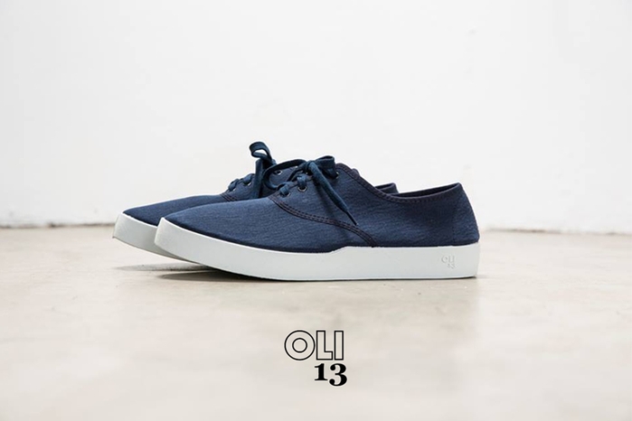 Oli13|西班牙手工帆布鞋.牛津鞋 - 藍/白