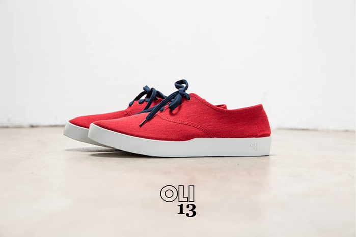 Oli13|西班牙手工帆布鞋.牛津鞋 - 紅/白