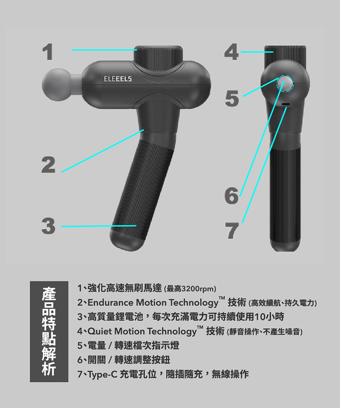 ELEEELS｜X3 深層肌肉振擊按摩槍