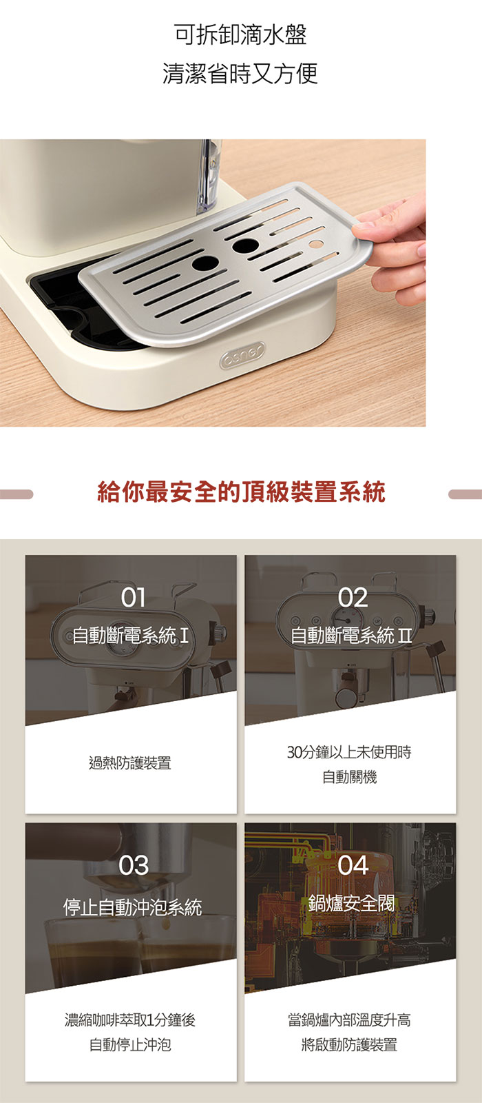 Osner韓國歐紳 | DMO 復古義式雙膠囊咖啡機(適用Dolce Gusto/Nespresso/義式) 復古白