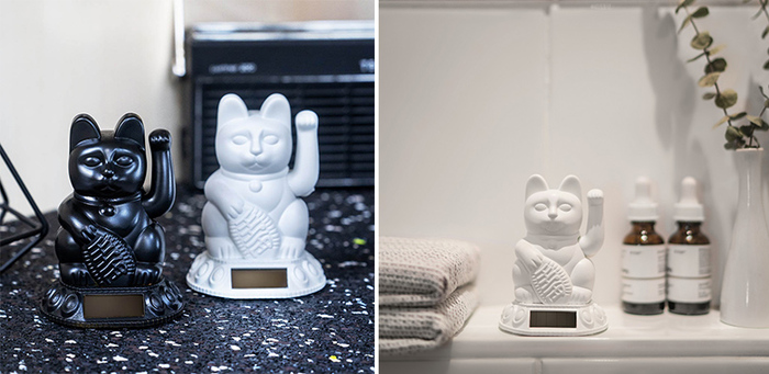 德國 Donkey Products|太陽能招財貓 Maneki-Neko - 霧黑