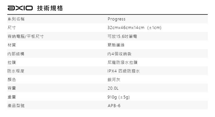 AXIO｜Progress backpack 20L頂級懸浮減壓通勤機車包 (APB-6)