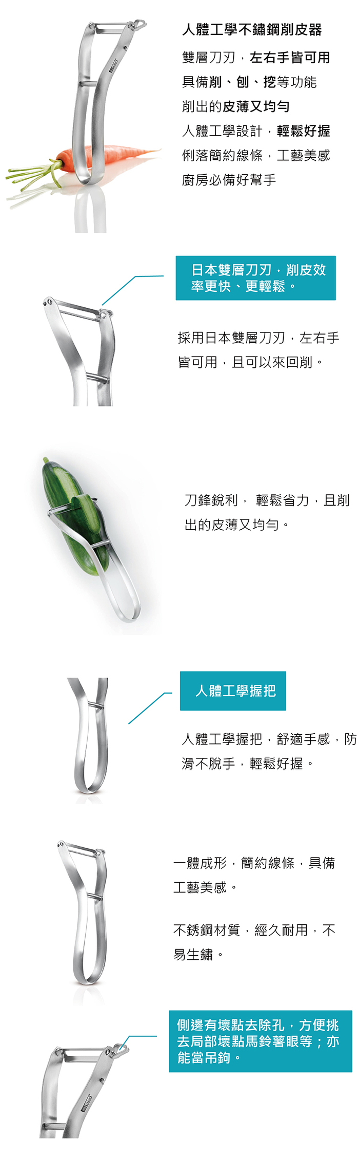 德國 AdHoc |人體工學不銹鋼削皮器
