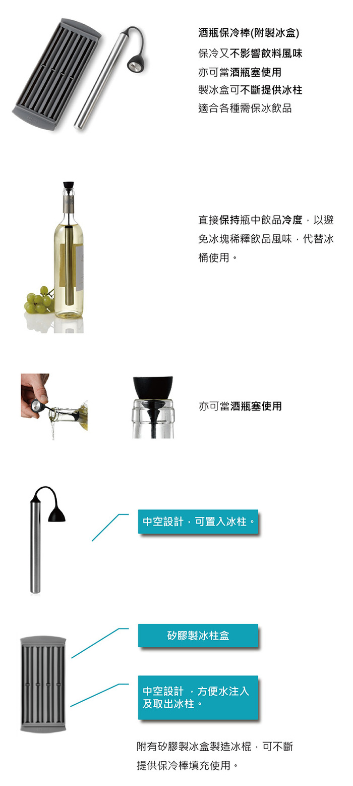 德國 AdHoc |酒瓶保冷棒(附製冰盒)