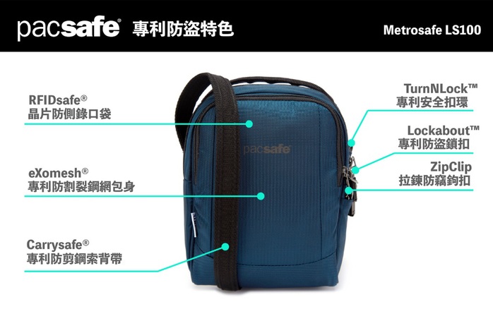 (複製)Pacsafe ECONYL®|Metrosafe 都市防盜斜肩包 LS200(範例)