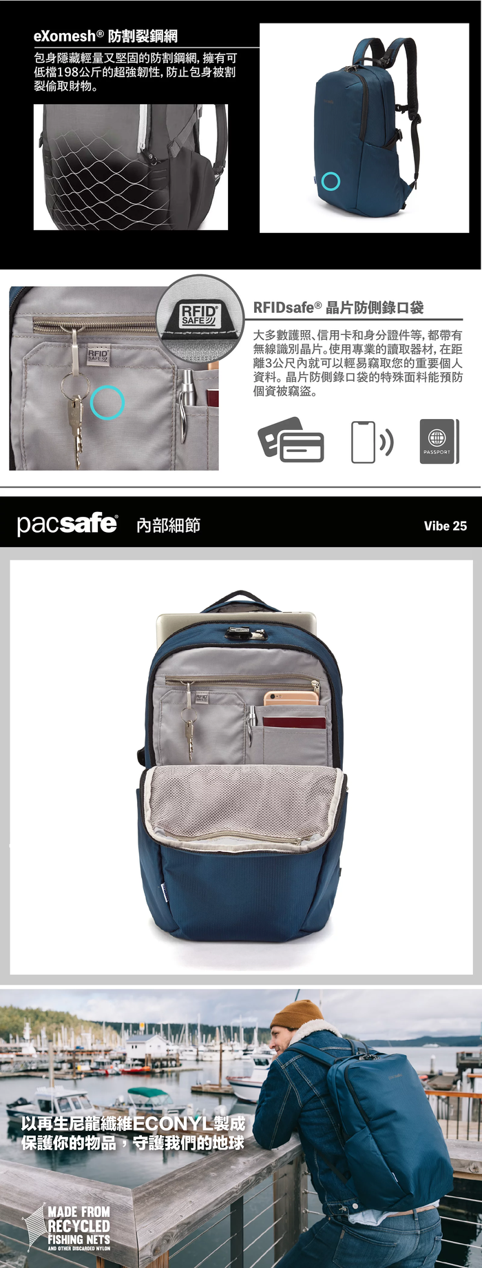 (複製)Pacsafe ECONYL® 再生材質|Metrosafe 都市防盜斜肩包 LS200(範例)