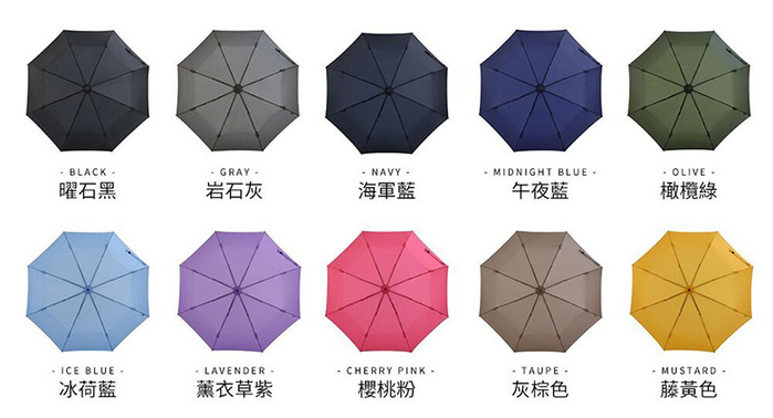 Amvel|VERYKAL 8 世界最輕8骨防反彈自動傘 (10色)
