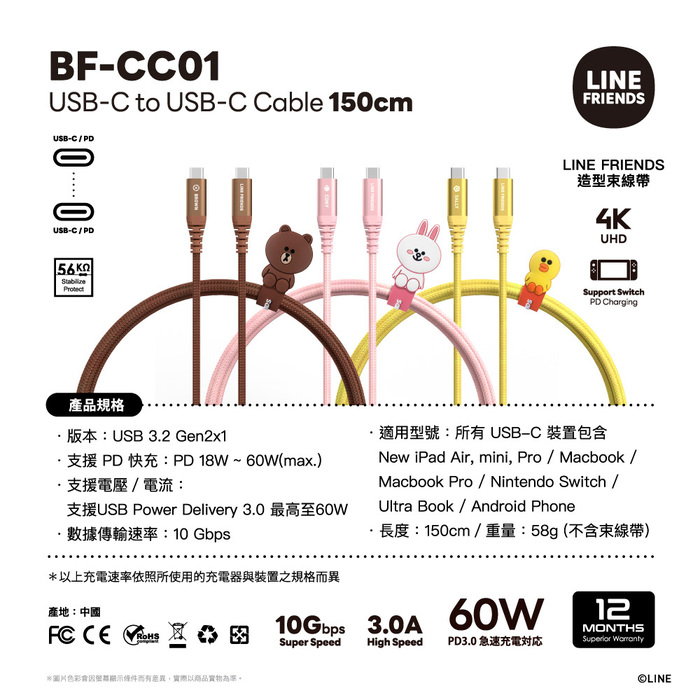 (複製)ARCreative INC.|TypeC+USB二合一快充充電頭(熊大/兔兔/莎莉)