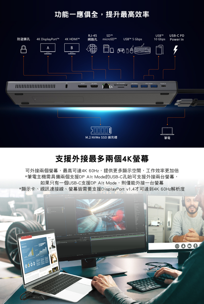 j5create｜USB-C M.2 SSD Gen2多功能儲存擴充座 - JCD552