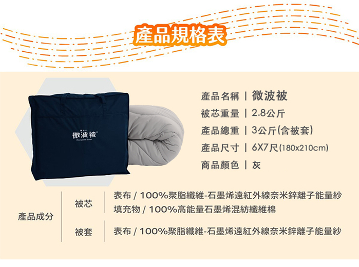 AWAKE|石墨烯抗菌恆溫微波被(灰)