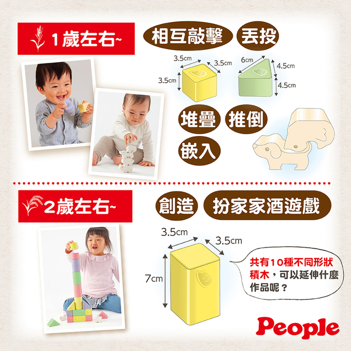 (複製)People|日本製彩色米的洞洞球玩具(柔軟)(0個月-)